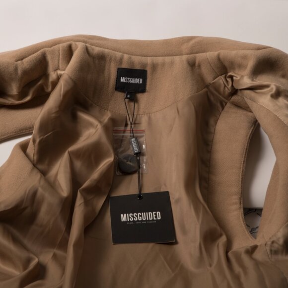 Missguided Camel Sleeveless Double-Breasted Longline Vest - Picture 4 of 5